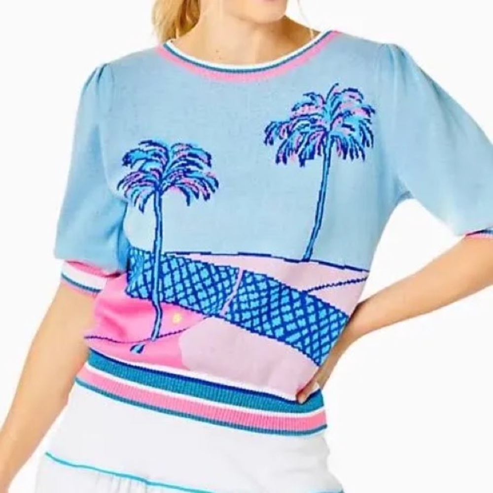 NWT Lilly Pulitzer 💖 Vivie Sweater - Perfect Match Intarsia Blue - Size M